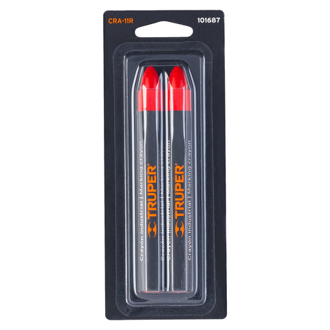Blíster con 2 crayones de 12 cm industriales rojos, Truper | CRA-11R | 101687