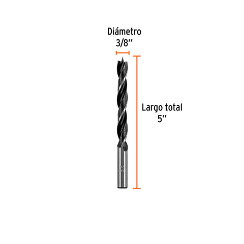 Broca con punta centradora para madera 3/8', TRUPER | BM-3/8 | 101694
