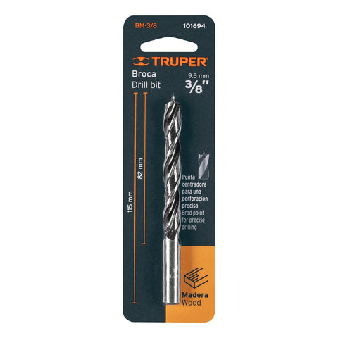 Broca con punta centradora para madera 3/8', TRUPER | BM-3/8 | 101694