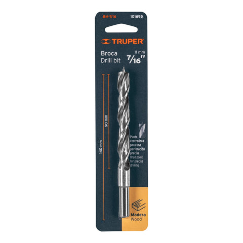Broca con punta centradora para madera 7/16', TRUPER | BM-7/16 | 101695