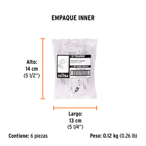 Interruptor de repuesto p/esmeriladoras Grupo 1, Truper | INT-ESMA-GRUPO1 | 101764