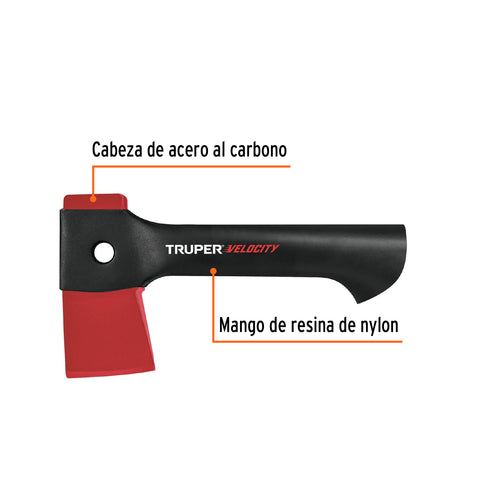 Hacha cazadora 1 lb mango de nylon de 9', Truper Velocity | HVE-1C | 101769