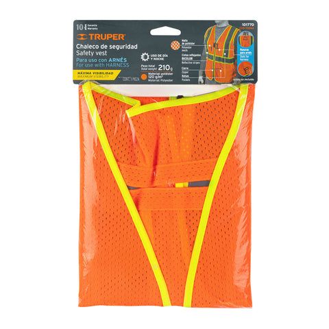 Chaleco de seguridad para arnés, alta visibilidad, naranja | CHS-700NA | 101770