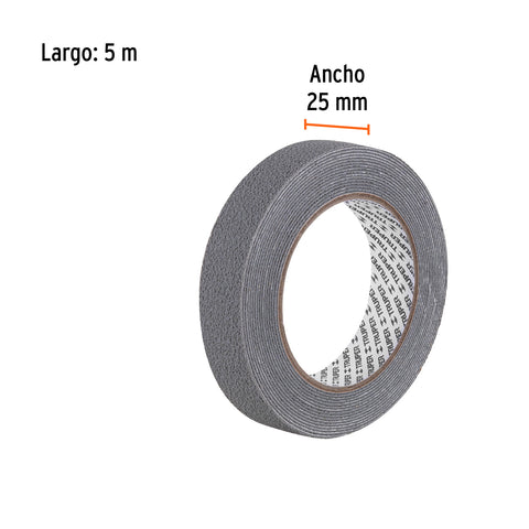 Rollo de 5 m cinta antiderrapante 25mm gris p/áreas húmedas | CIAH-15G | 101772