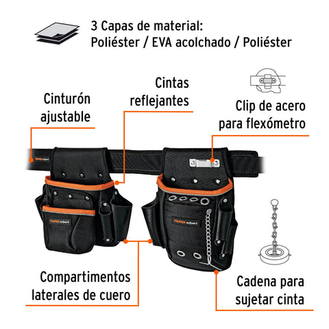 Porta herramientas de poliéster, 16 compartimentos, Expert | POHE-16NX | 101801
