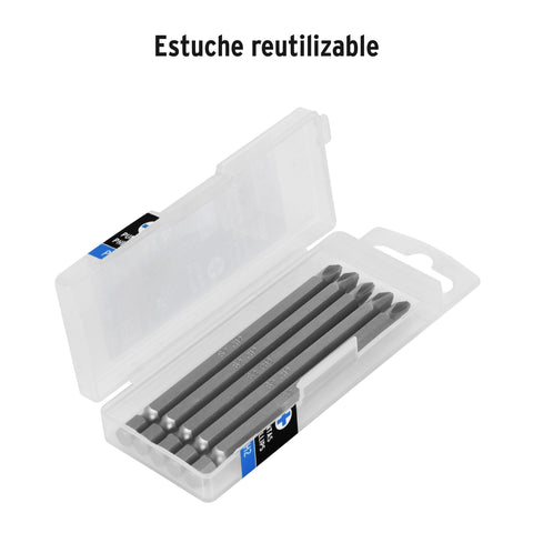 Estuche con 5 puntas de cruz PH2 largo 4', Truper Expert | PUDE-1402 | 101812