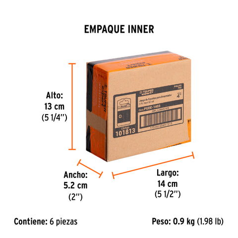 Estuche con 5 puntas de cruz PH3 largo 4', Truper Expert | PUDE-1403 | 101813