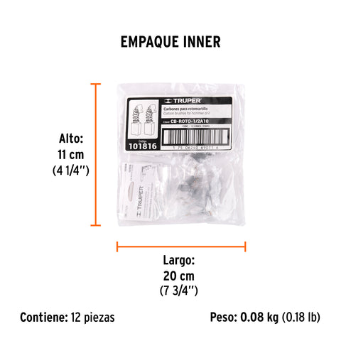 Bolsa con 2 carbones de repuesto para ROTO-1/2A10, TRUPER | CB-ROTO-1/2A10 | 101816