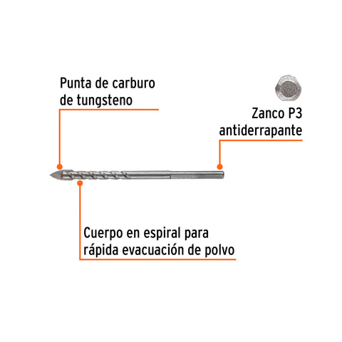 Broca para vidrio y azulejo 3/16', Truper Expert | BVI-3/16X | 101826
