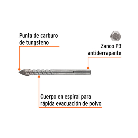 Broca para vidrio y azulejo 3/8', Truper Expert | BVI-3/8X | 101829