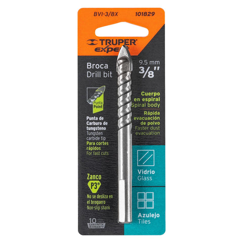 Broca para vidrio y azulejo 3/8', Truper Expert | BVI-3/8X | 101829