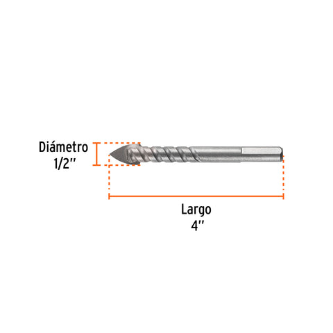Broca para vidrio y azulejo 1/2', Truper Expert | BVI-1/2X | 101840