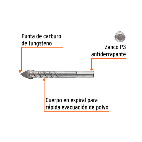 Broca para vidrio y azulejo 1/2', Truper Expert | BVI-1/2X | 101840