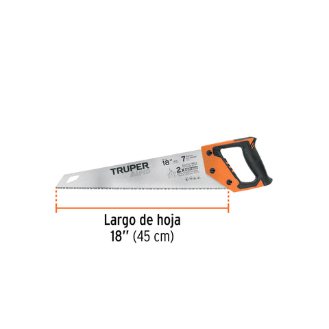 Serrucho Rapid 18', 7 DPP, mango Comfort grip, Truper | STR-18 | 101868