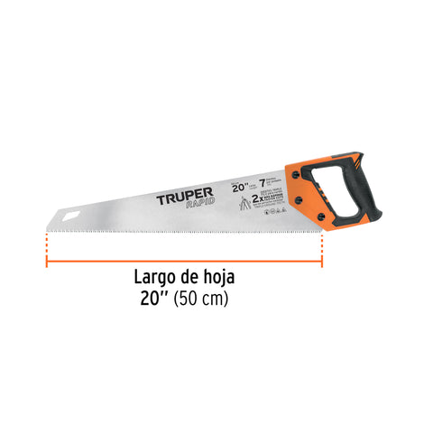 Serrucho Rapid 20', 7 DPP, mango Comfort grip, Truper | STR-20 | 101869