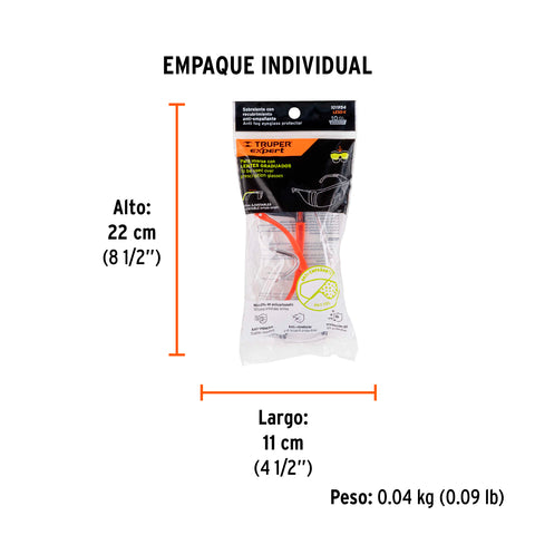 Sobrelente de seguridad claros con antiempaño, Truper Expert | LESO-X | 101954