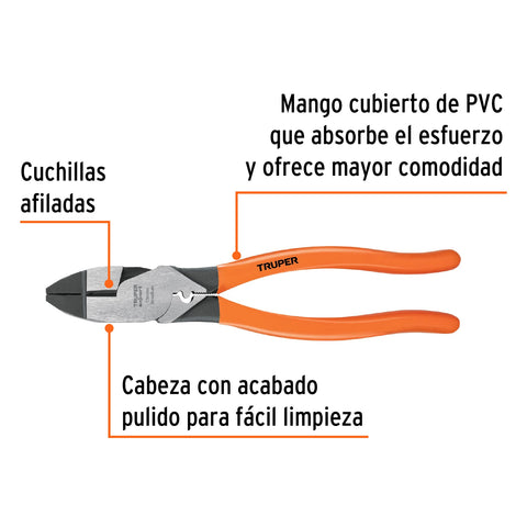 Pinza para electricista 9' c/ponchador de terminales, Expert | T210-9X | 101963
