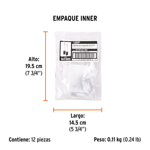 Bolsa con 2 carbones de repuesto para RPLUS-4NX, TRUPER | CB-RPLUS-4NX | 101985