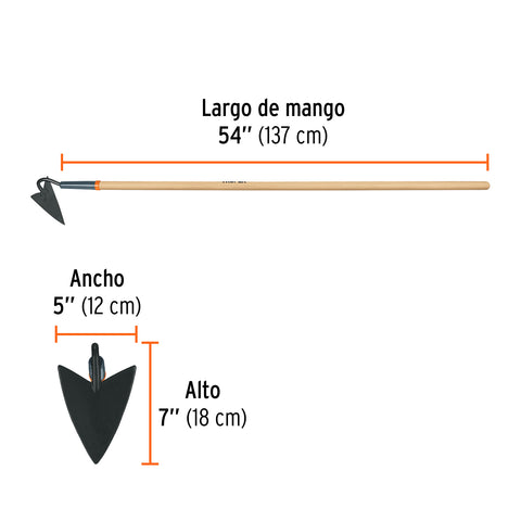 Azadón triangular jardinero, mango de madera 54', TRUPER | ATJ-V | 102140