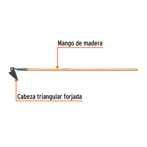 Azadón triangular jardinero, mango de madera 54', TRUPER | ATJ-V | 102140