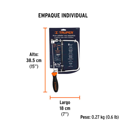 Arco calador con 5 seguetas de 6-1/2', Truper | ACA-6X | 10221