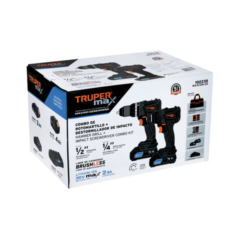 Combo rotomartillo y destornillador de impacto, 20V, MAX | MAXCOM-20 | 102235