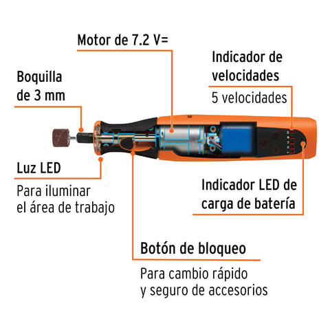Herramienta rotativa inalámbrica 7.2V, TRUPER PRO | MOTO-AI | 102271