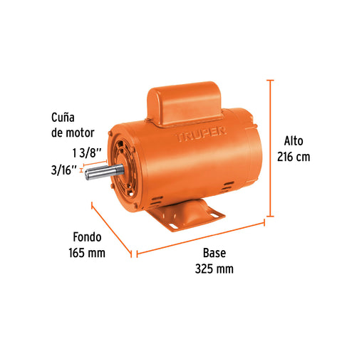 Motor eléctrico monofásico de 1/2 HP, baja velocidad, Truper | MOE-1/2B | 102303