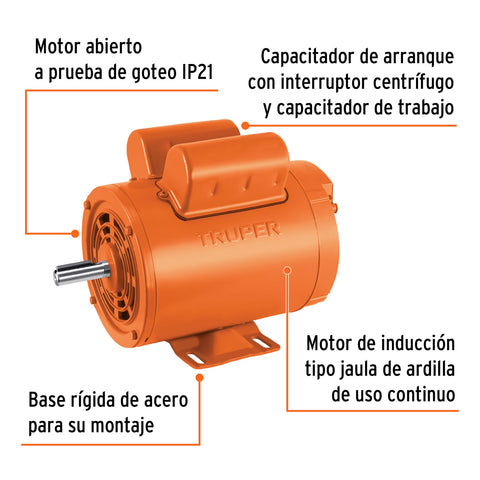 Motor eléctrico monofásico de 1 1/2 HP, alta velocidad | MOE-1-1/2A | 102312