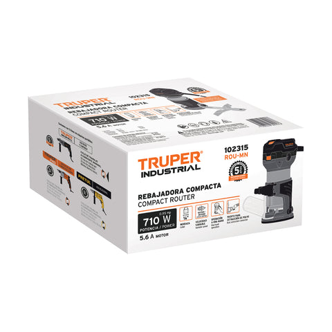Router (Rebajadora) compacto 710W, 3/4 HP, TRUPER INDUSTRIAL | ROU-MN | 102315