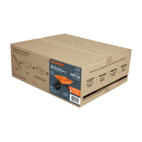 Carretilla 4.5 ft3 Imponchable, bastidor tubular, Truper | CAT-45FF | 10233