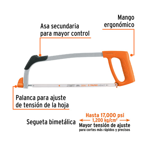Arco 12' profesional tubular de acero para segueta, Truper | ATT-12 | 10234