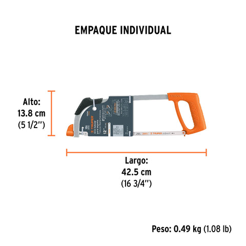 Arco 12' profesional tubular de acero para segueta, Truper | ATT-12 | 10234