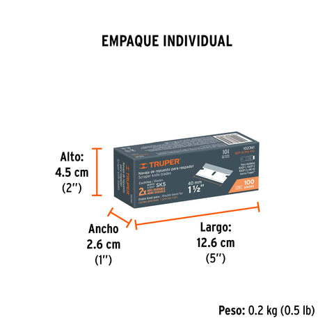 Caja con 100 cuchillas de repuesto para RASP-3,2,1 y NC-10 | REP-SCRA-100 | 102361