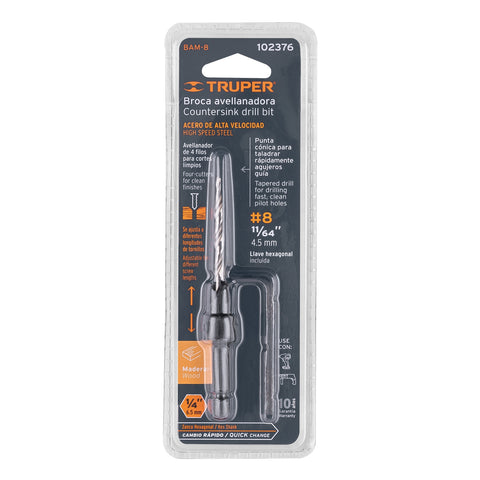 Broca avellanadora #8 para madera, 11/64', TRUPER | BAM-8 | 102376