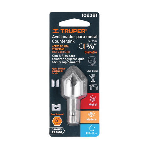 Avellanador HSS cambio rápido 5/8', Truper | AV-5/8 | 102381