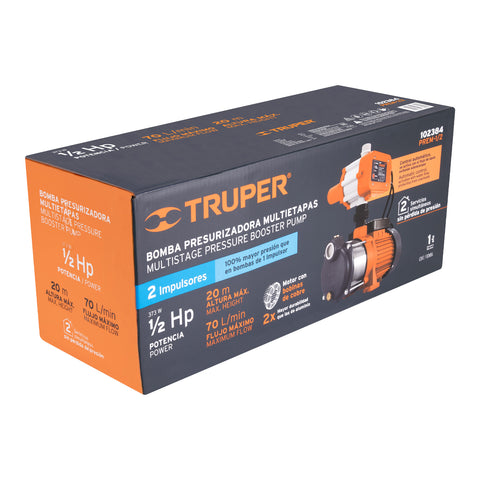 Bomba presurizadora multietapas 1/2 HP con control, Truper | PREM-1/2 | 102384