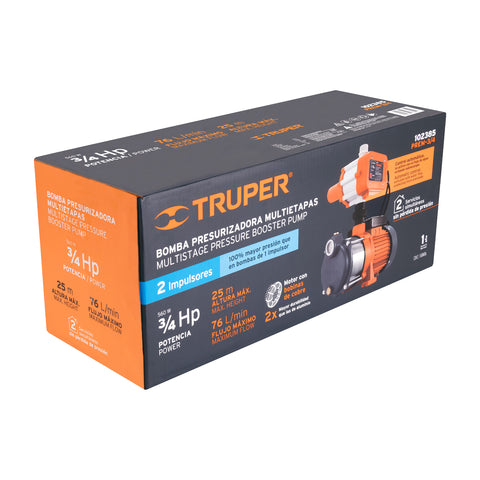 Bomba presurizadora multietapas 3/4 HP con control, Truper | PREM-3/4 | 102385