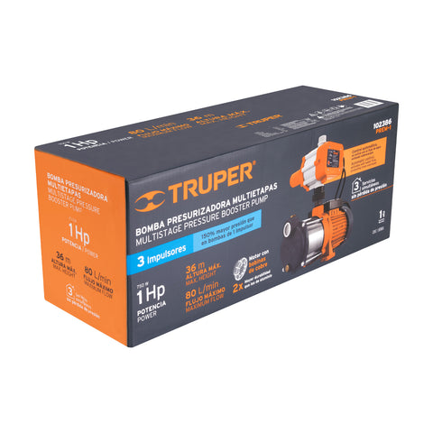 Bomba presurizadora multietapas 1 HP con control, Truper | PREM-1 | 102386