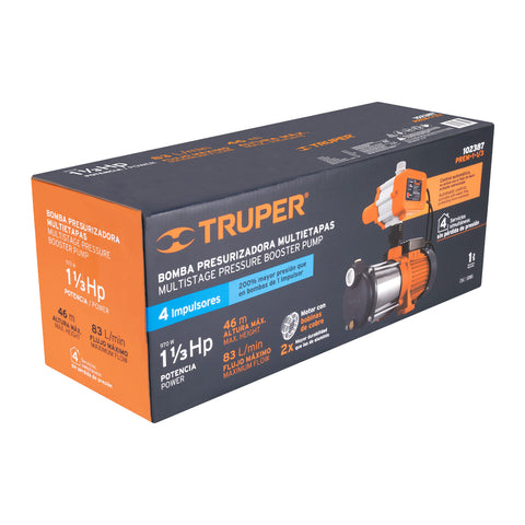 Bomba presurizadora multietapas 1 1/3 HP con control, Truper | PREM-1 1/3 | 102387