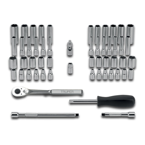 Juego de 54 herramientas cuadro 1/4' std y mm para mecánico | JD-1/4X54MP | 102388