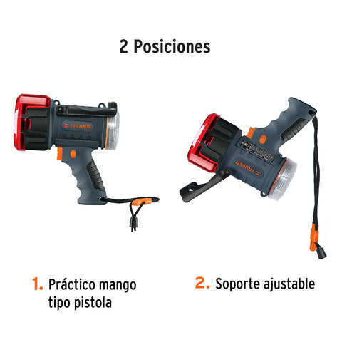 Linterna reflectora LED 900 lm, recargable, TRUPER | LARE-900 | 102404