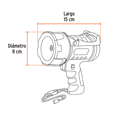 Linterna reflectora LED 2000 lm, recargable, TRUPER | LARE-2000 | 102418