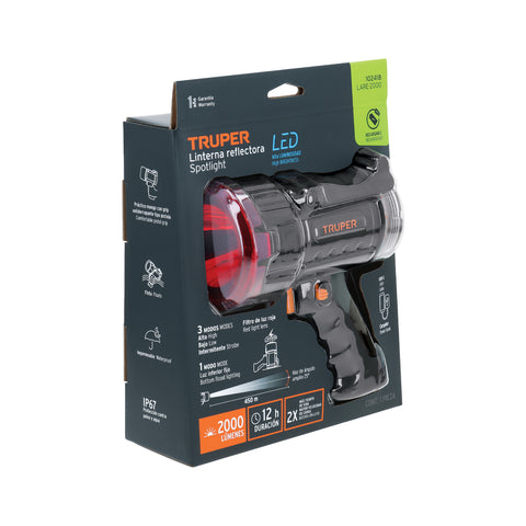 Linterna reflectora LED 2000 lm, recargable, TRUPER | LARE-2000 | 102418