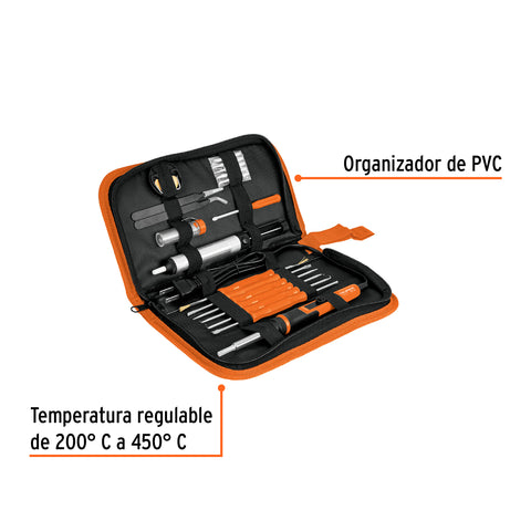 Kit soldadura electrónica con cautín de 25 W, temp regulable | CAU-25ERK | 102424