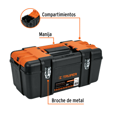 Caja para herramienta 20' c/compartimentos,broches metálicos | CHP-20XC | 102435
