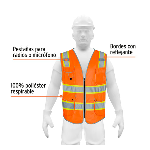 Chaleco de seguridad de alta visibilidad, naranja, M, EXPERT | CHS-900N-M | 102440