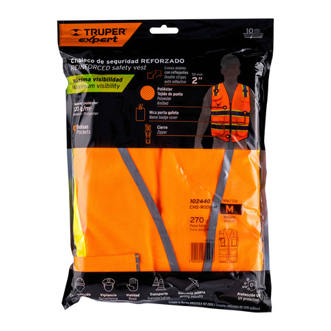 Chaleco de seguridad de alta visibilidad, naranja, M, EXPERT | CHS-900N-M | 102440