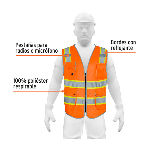Chaleco de seguridad de alta visibilidad, naranja, G, EXPERT | CHS-900N-L | 102441