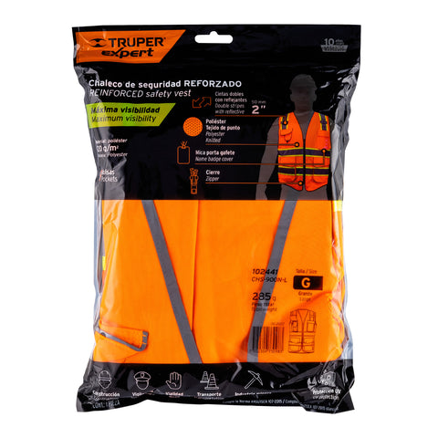 Chaleco de seguridad de alta visibilidad, naranja, G, EXPERT | CHS-900N-L | 102441